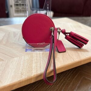 Coach Fuchsia Round Wristlet with Tassel With Dust Bag